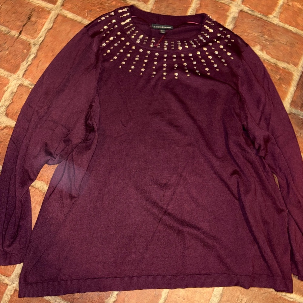 Lane Bryant Burgundy Sweatshirt with Rhinetones